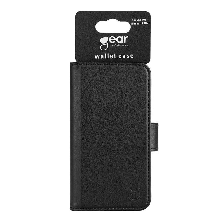 GEAR lompakko musta - iPhone 13 Mini Alykas, kaytannollinen ja suojaava tekonahkainen puhelinlompakko - lokero