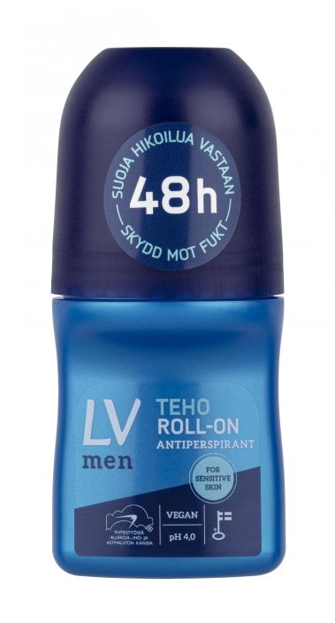LV MEN teho roll-on antiperspirantti 50ml LV Men Teho roll-on antiperspirantti suojaa hikoilulta jopa 48 tunnin ajan ja