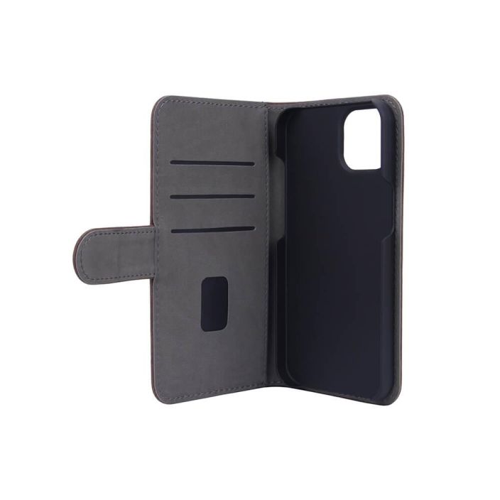 GEAR Lompakko Ruskea - iPhone 13 Alykas, kaytannollinen ja suojaava ruskea nupukkinahkainen puhelinlompakko - lokero