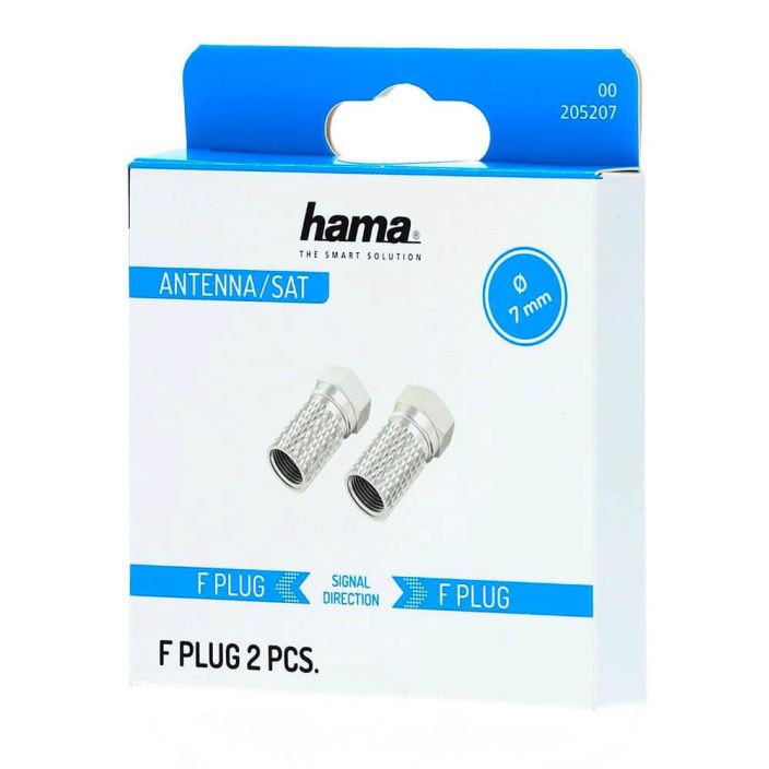 Hama F-Plug 7,0mm 2 kpl Hama F-Plug 7,0mm 2 kpl. Ihanteellinen korvaamaan antennikaapeleiden vialliset tai loystyneet
