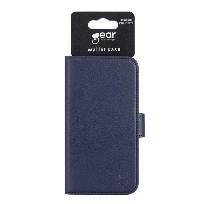 GEAR lompakko sininen iPhone 13 Pro Alykas, kaytannollinen ja suojaava tekonahkainen puhelinlompakko - lokero