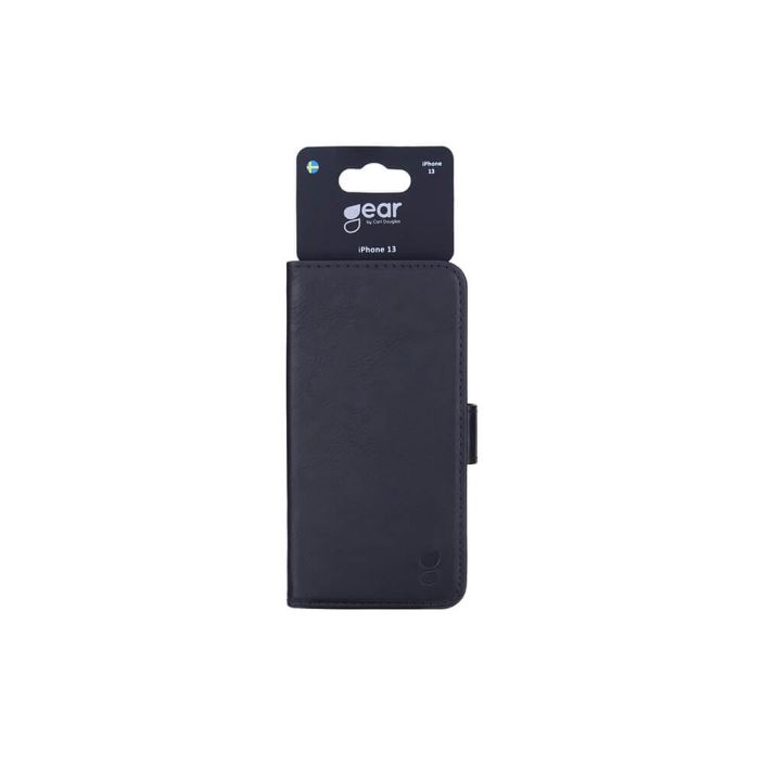 GEAR lompakko musta - iPhone 13 Alykas, kaytannollinen ja suojaava tekonahkainen puhelinlompakko - lokero pankkikortille,