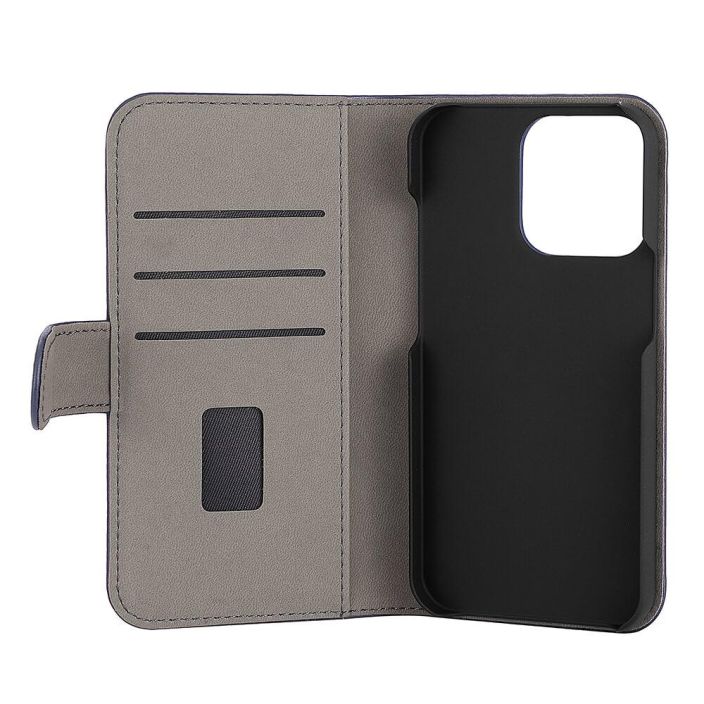GEAR lompakko sininen iPhone 13 Pro Alykas, kaytannollinen ja suojaava tekonahkainen puhelinlompakko - lokero