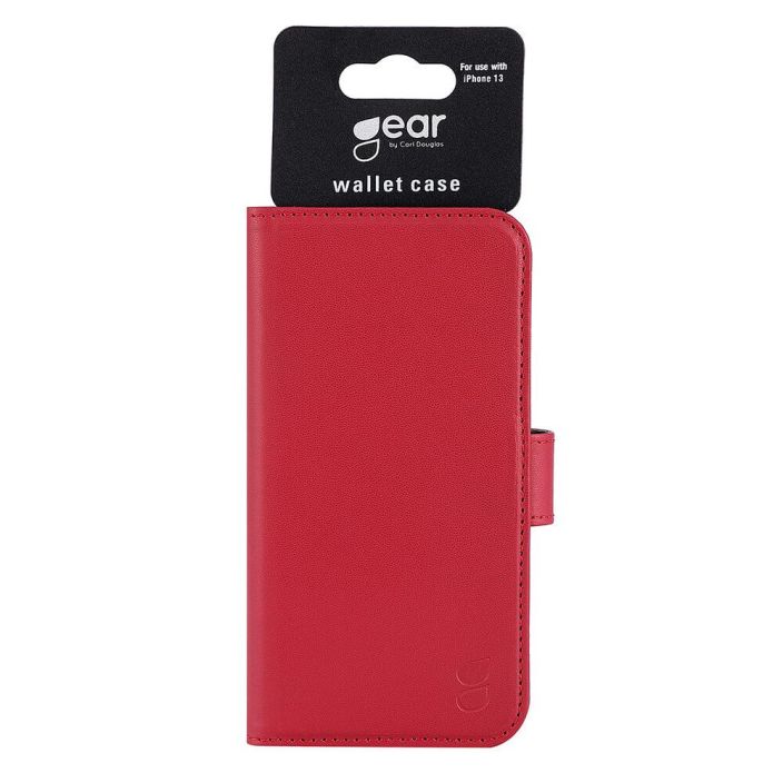 GEAR Lompakko Punainen - iPhone 13 Alykas, kaytannollinen ja suojaava tekonahkainen puhelinlompakko - lokero pankkikortille,