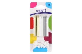 Festi Festi Kakkukynttilä kulta/valkoinen/hopea 12 kpl 635880
