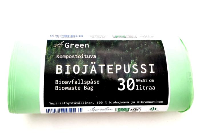 A.Green Biopussi 30L 20kpl Kompostoituva roskapussi biojatteille, 20kpl rullassa. A.Green Biopussi 30L 20kpl Kompostoituva roskapussi biojatteille, 20kpl rullassa.