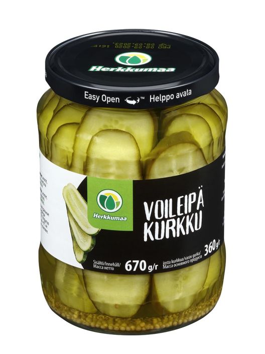 Herkkumaa voileipakurkku 670g/360g Voileipakurkku sopii loistavasti nimensa mukaisesti voileipien paalle, mutta myos