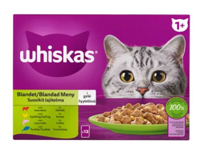 Whiskas 1+ suosikit lajitelma 12x85g 443011 905-2186 Whiskas 1+ suosikit lajitelma 12x85g 443011 905-2186
