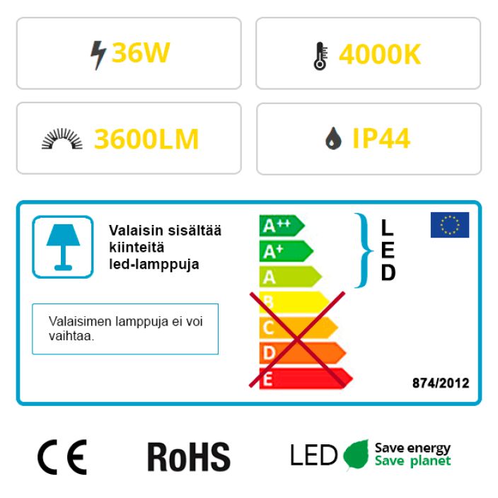 Led loisteputkivalaisin 36W tuotekuva 1