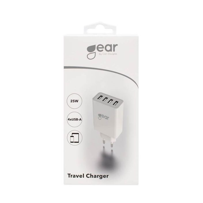GEAR Laturi 220V 4xUSB-A GEAR Laturi 220V 4xUSB-A 5A/25W Valkoinen