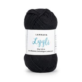 Lankava Lyyli puuvillalanka 849 musta 50g