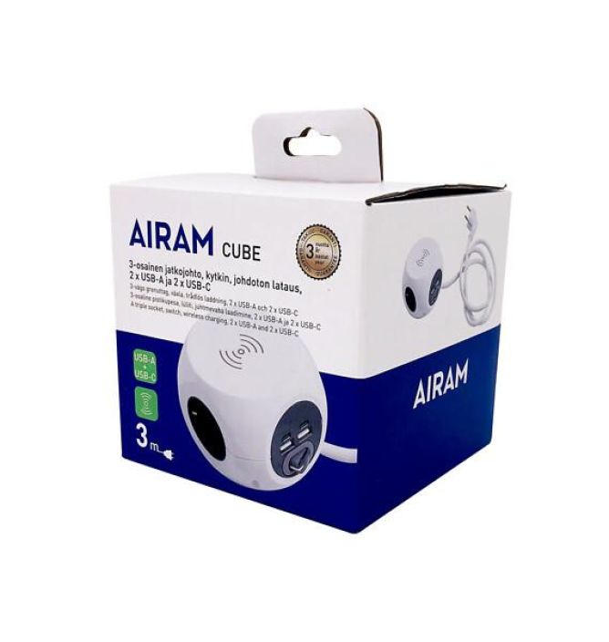 Airam Cube 3-os. kytkin 917-020 Airam Cube 3-os. kytkin 917-020