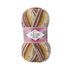 Alize Superwash 7652 Kirjava harmaa/ruskea/keltainen 100g