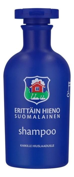 Erittain Hieno Suomalainen shampoo 300ml Miedosti hajustettu sopii kaikille hiustyypeille ja pesee hiukset puhtaiksi ja Erittain Hieno Suomalainen shampoo 300ml Miedosti hajustettu sopii kaikille hiustyypeille ja pesee hiukset puhtaiksi ja