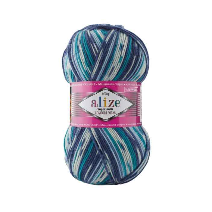 Alize Superwash 7708 Kirjava sininen/sinivihrea 100g ASWP-7708