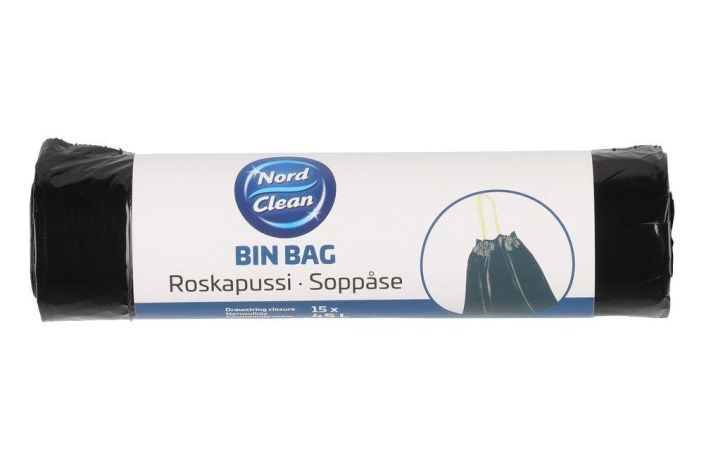 Nord Clean roskapussi musta narusulkijalla 45L 15kpl 630886 924-2541