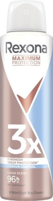 Rexona Maximum Protection Clean Scent Spray 150ml Rexona Maximum Protection -antiperspirantti tarjoaa erittain Rexona Maximum Protection Clean Scent Spray 150ml Rexona Maximum Protection -antiperspirantti tarjoaa erittain