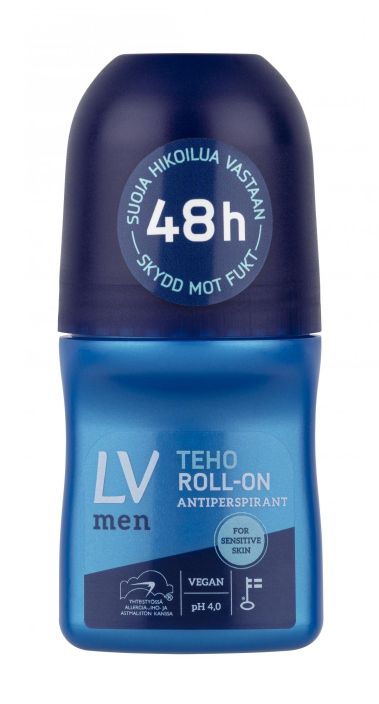 LV MEN teho roll-on antiperspirantti 50ml LV Men Teho roll-on antiperspirantti suojaa hikoilulta jopa 48 tunnin ajan ja