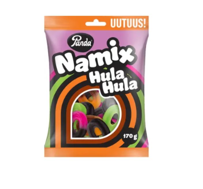 Namix Hula Hula 175g Makuina paaryna, mustaherukka-salmiakki, appelsiini-cola ja salmiakki. Makeisten Namix Hula Hula 175g Makuina paaryna, mustaherukka-salmiakki, appelsiini-cola ja salmiakki. Makeisten