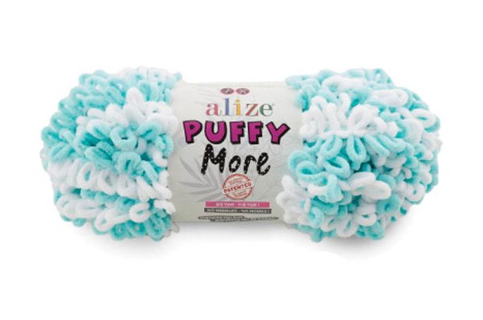 Alize Puffy More 6269 vaalea turkoosi / valkoinen 150g Alize Puffy More on uusi hauska versio ihanan pehmeasta Alize Puffy More 6269 vaalea turkoosi / valkoinen 150g Alize Puffy More on uusi hauska versio ihanan pehmeasta
