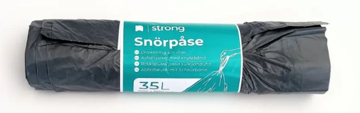 Vetonauhapussi 35L musta 15kpl Vetonauhapussi 35L musta 15kpl