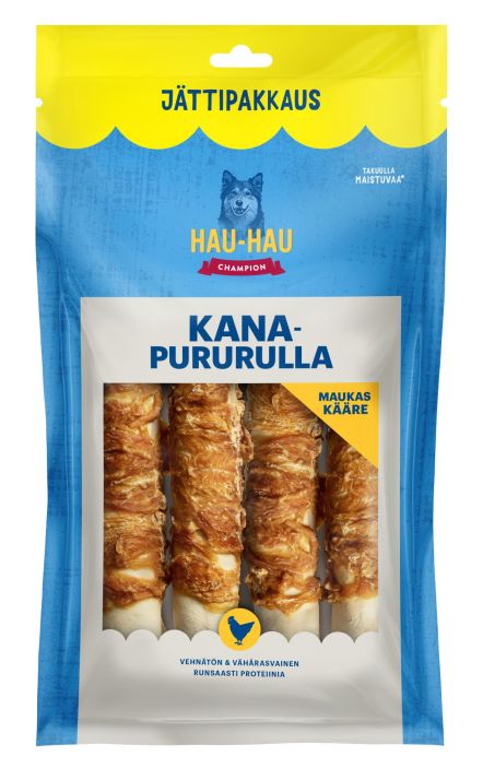 HHC Kanapururulla 25x4cm 4kpl 440g Kanafileella paallystetty purulu, runsaasti proteiinia. Hampaiden hyvinvointiin,