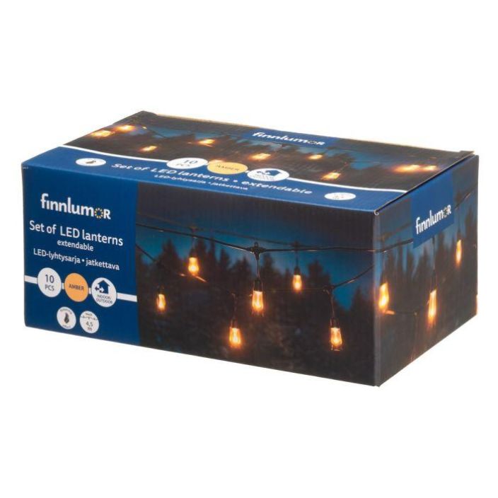 Finnlumor LED-lyhdyt 10kpl sarja jatkettava 648427 924-7334 Finnlumor LED-lyhdyt 10kpl sarja jatkettava 648427 924-7334