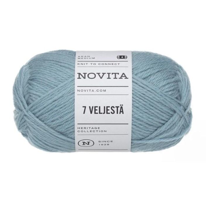 Novita 7 veljesta 143 sula 100g 7 Veljestä on lankaklassikko neuleisiin ja villasukkiin. Puikkosuositus 4mm, sukkiin 3.5mm.