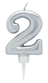 Joker Kakkukynttilä nro 2 8cm hopea 79031-2