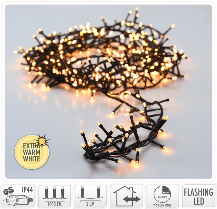 Valoketju &quot;snake&quot; 500led extra lamminvalkoinen timer AGL000300