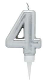 Joker Kakkukynttilä nro 4 8cm hopea 79031-4