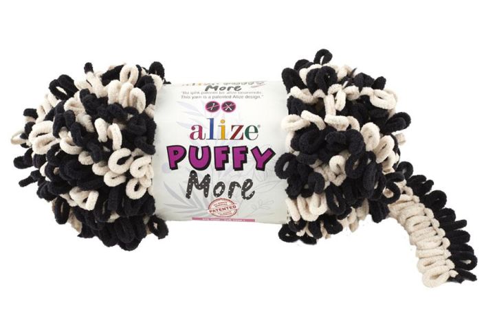 Alize Puffy More 6270 musta/vaalea beige 150g APMO-6270 912-134