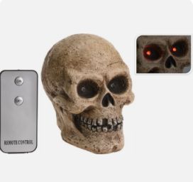 Pääkallo LED-silmällä ja kaukosäätimellä