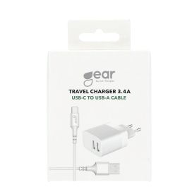Gear Gear laturi 220V 2xUSB-A 3.4A 1m 665130