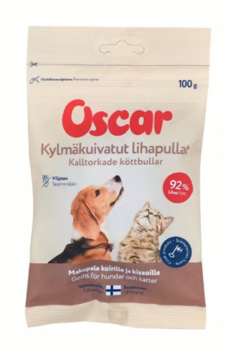 Oscar Kylmakuivatut lihapullat 100g 3009 Oscar Kylmakuivatut lihapullat 100g 3009
