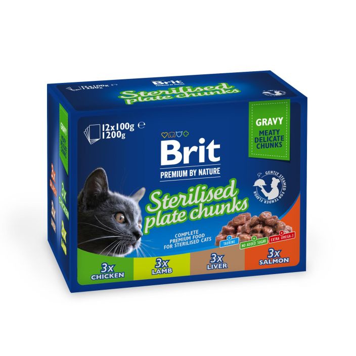 Brit PbN paloja kastikkeessa steril. kissoille 12x100g 101111834 969-164