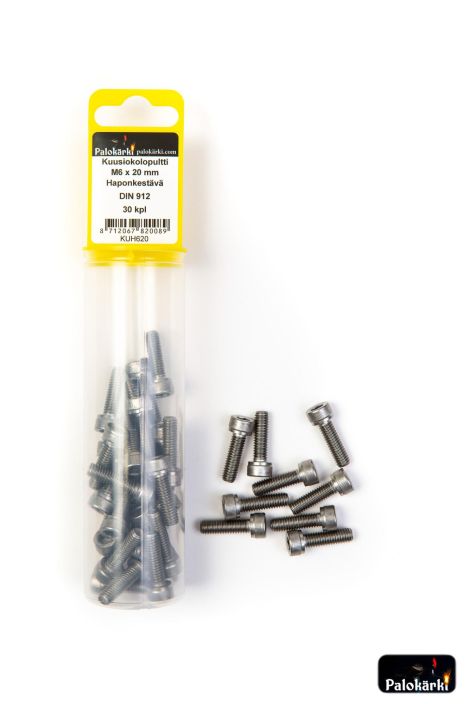 Kuusiokolopultti M6 x 20mm haponkestava 30kpl KUH620 980-3086