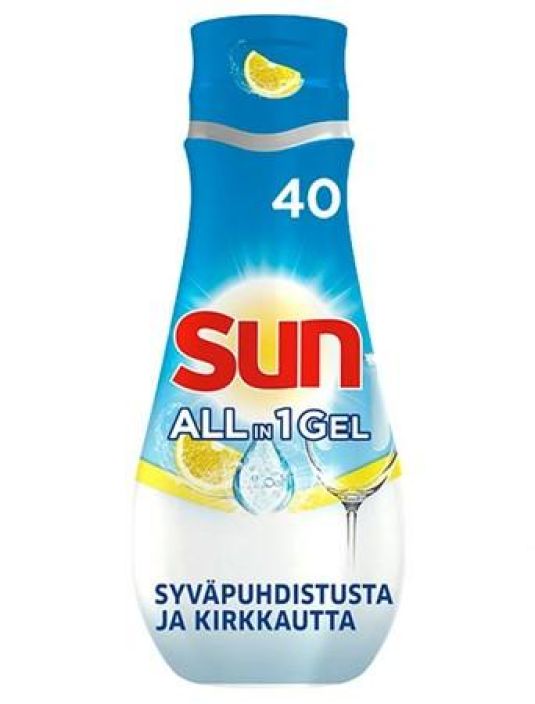 Sun All-in-one konetiskigeeli lemon 700ml Syvapuhdistava konetiskigeeli takaa tahrattomat ja syvapuhtaat astiat