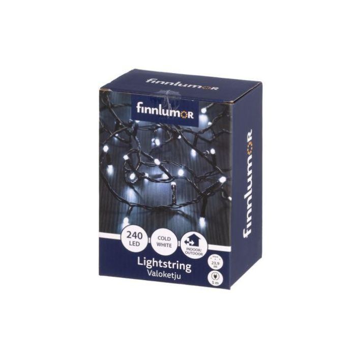Finnlumor Valoketju 240LED valk. musta johto