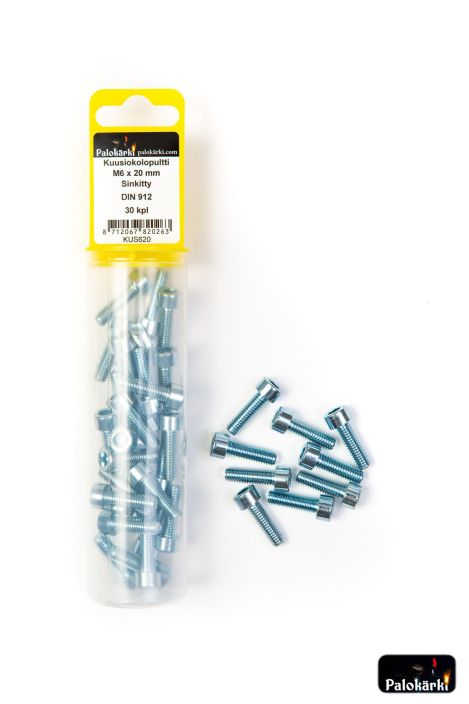 Kuusiokolopultti M6 x 20mm sinkitty 30kpl KUS620 980-3093
