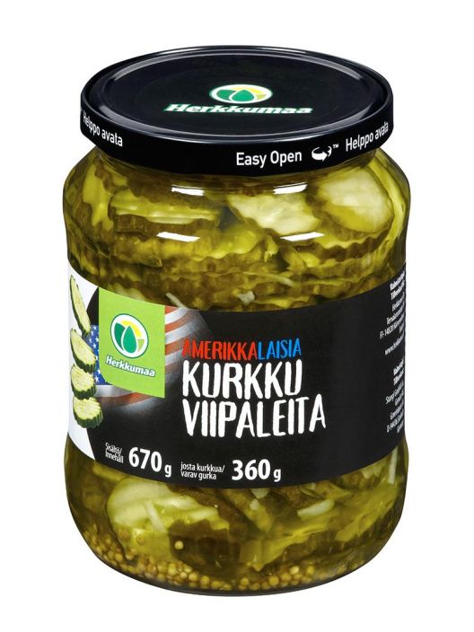Herkkumaa Amerikkalaisia kurkkuviipaleita 670/360g 901-104