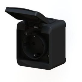 Pistorasia 1-osa pinta IP44 musta