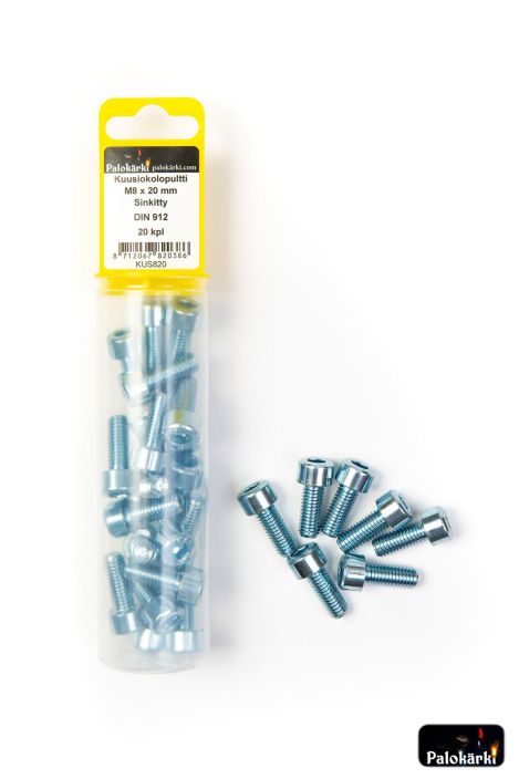 Kuusiokolopultti M8 x 20mm sinkitty 20kpl KUS820 980-3096