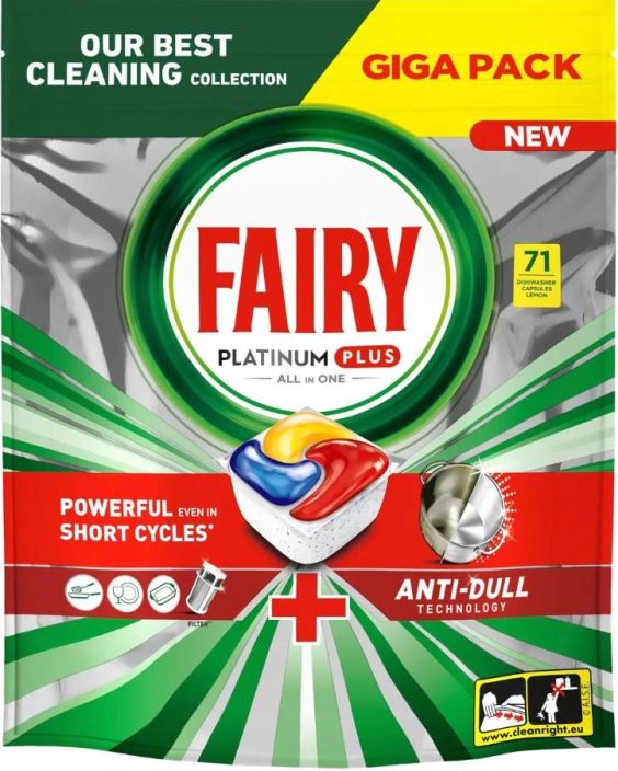 Fairy konetiskitabletti 71kpl Platinum Plus Deep Clean Fairy Platinum Plus Deep Clean -astianpesutabletit puhdistavat