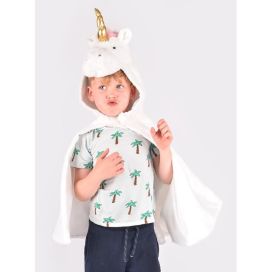 Yksisarvisviitta rooliasu 98-128cm valkoinen