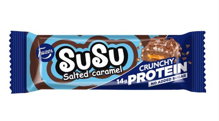 Fazer Susu Crunchy suolainen toffee proteiinipatukka 45g 909324 906-399 Fazer Susu Crunchy suolainen toffee proteiinipatukka 45g 909324 906-399