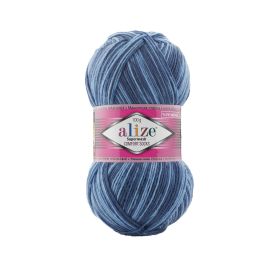 Alize Superwash 7677 Kirjava sininen 100g