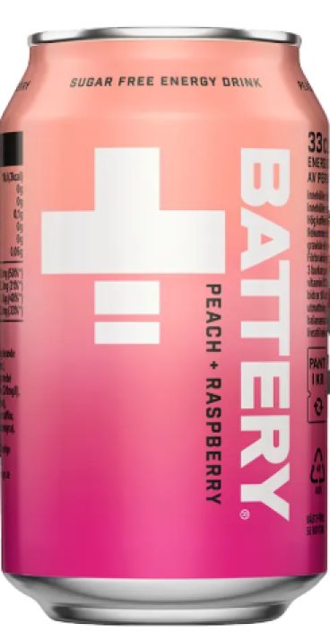 Battery Peach Rasberry sugar free 330ml Battery Peach Raspberry hiilihapotettu sokeriton Energiajuoma 330ml/Batteri Peach Battery Peach Rasberry sugar free 330ml Battery Peach Raspberry hiilihapotettu sokeriton Energiajuoma 330ml/Batteri Peach