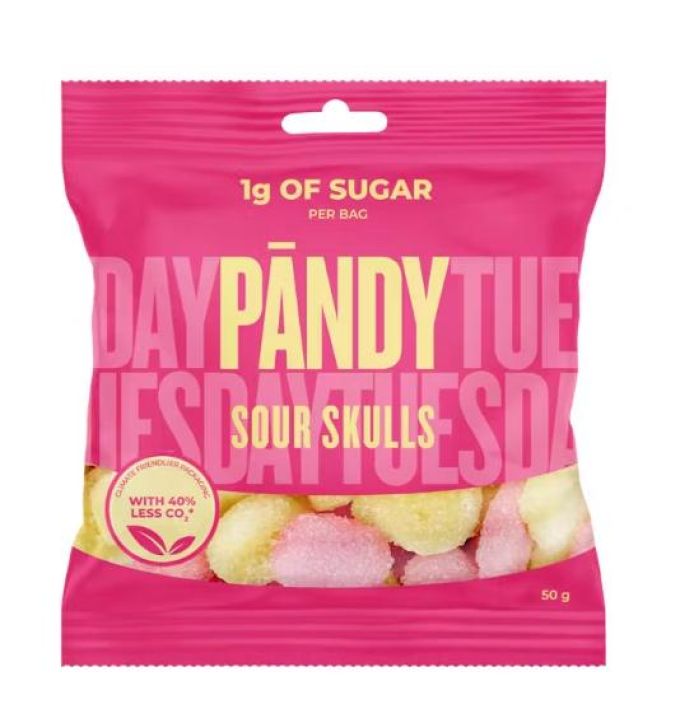Pandy Sour Skulls makeispussi 50g Pandy Sour Skulls makeispussi 50g