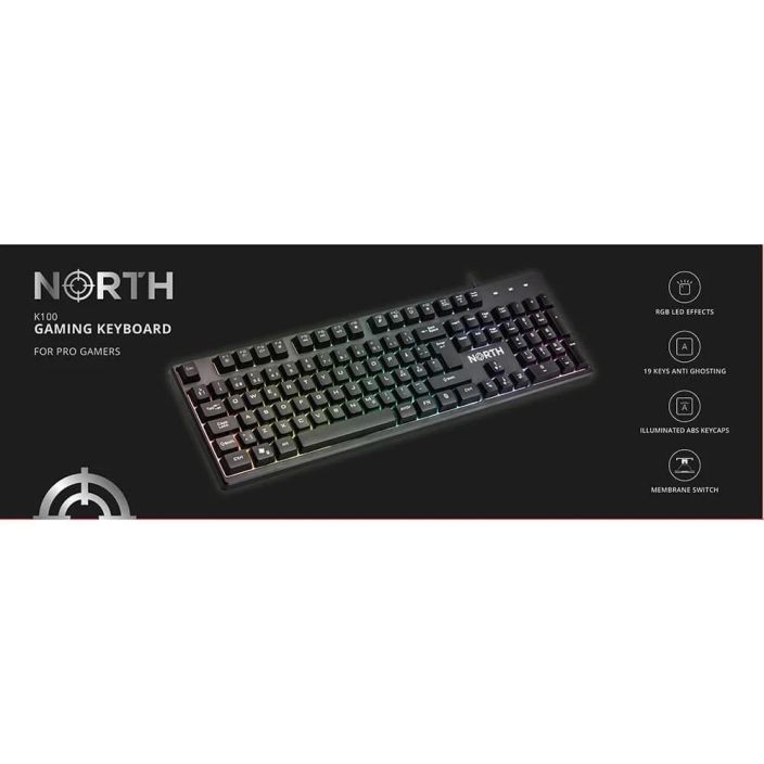 NORTH Gaming Keyboard K100 RGB 583507 tuotekuva 1